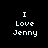 Four identical pixelated text displays on black background, each reading "I Love Jenny" in white block letters.