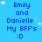 Blue background with repeated text "Emily and Danielle My BFF's :D" and white stars, some stars animate to different positions.