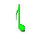 Green musical eighth notes with varying stem positions and notehead shapes on a gray background.