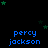 Blue text 'percy jackson' repeated in a pattern on black background with scattered green stars
