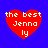 Four red heart-shaped icons with white text "the best Jenna ly" on a blue background, each displaying slight variations in pixel alignment and color saturation.