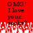 Red background with black pixelated text reading "OMG! I love your... socks?" and white pixelated splatter at the bottom.