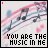 identical square icons with musical notes, pink hearts, and text reading 'YOU ARE THE MUSIC IN ME' on a white background