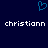 Dark blue background with a light blue pixelated heart symbol above two identical white text strings reading 'christiann' in lowercase.