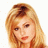 Pixelated static image of a person with long light brown hair, fair skin, and red lips against white background.
