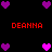 Pixel art icon with red text and purple/pink hearts on black background, showing animated heart arrangement changes.