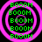 Four identical circular icons with pink concentric rings and green 'BOOOM' text on black background.
