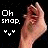 Pixelated hands in a snapping gesture with 'Oh snap.' text and small white symbols on black background.