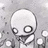A grayscale animated icon shows a bald cartoon figure with large eyes and a small mouth, standing among stylized flowers against a speckled background.