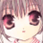 Pixelated anime-style face with large dark eyes, pink blush, and light brown hair, cropped to show only upper face and shoulders.