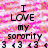 Static image with pink and white pixelated background displaying text about sorority membership and DNK sisters.