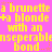 A static image with a bright pink background and yellow pixelated text repeating 'a brunette + a blonde with an inseparable bond...' alongside small orange stars.