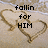 Beach scene with two heart shapes drawn in sand, overlaid with pixelated text reading 'fallin for HIM' and 'why' on top, 'cuz he's SWEET' on bottom.