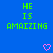 Blue background with green pixelated text reading 'HE IS AMAIZING' repeated twice, two pink pixelated hearts at bottom center and bottom right.