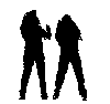 Black silhouettes of two figures in various poses against a light gray background, arranged in a pattern