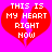 Red broken heart shape with white text on bright pink background, animated with subtle pixel shifts.
