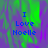 Pixelated blue text "I Love Noelle" on a green and purple gradient background with visible pixelation artifacts.