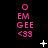 Pixelated pink text and symbols on black background with scattered white stars, plus a single white cross symbol.