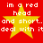Red background with four yellow stars and white pixelated text reading 'im a red head and short.. and short.. deal with itdeal with it' arranged in two