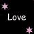 Black background with pink stars and repeated text 'Love is Blind' in white and pink fonts.