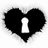 Black heart-shaped silhouette with white keyhole cutout on white background, static image.