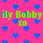 Pixelated pink background with scattered blue heart shapes and green text reading 'ily Bobby xO' repeated across the image.