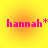 Four identical pixelated icons display 'hannah*' in bright pink text on a yellow-orange gradient background.