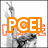 Four distinct pixelated text overlays on separate backgrounds: orange 'PCE!', cyan 'LUV!', blue 'CAMP!', and a blank gray
