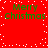 Red background with white pixelated snowflakes and four identical green 'Merry Christmas' text blocks arranged in a