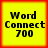 Four identical yellow squares with red borders display "Word Connect 700" in black pixelated text, arranged in a