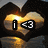 Animated buddy icon with golden heart background, white text 'i <3', and black text 'mikee' on right side.