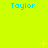 Bright yellow background with repeated blue 'Taylor' text and scattered small yellow star-like shapes.