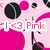 Pixelated icon with pink and black shapes, text reading "I <3 Pink" in pink letters on white background, scattered circular and curved elements.