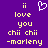 Purple background with yellow pixelated text reading "ii love you chii chii -marleny" and a white pixelated heart symbol above the text.
