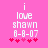 Pixelated text on pink background with heart symbols, showing 'i love shawn 6-8-07' in white and red pixels.