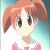 Pixelated anime-style avatar with brown pigtails and red-and-white clothing displays nine sequential facial expressions against a teal gradient background.