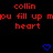 Red text and blue hearts repeat across a black background in a pattern with no visible animation changes