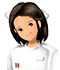 Pixelated character in white uniform with dark hair and small headband, two side-by-side poses showing slight head tilt variation.