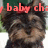 A pixelated image shows a person with dark hair and a green background, overlaid with red text reading "baby ch".