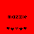 Red background with black text 'mazzie' above two of five pixelated symbols, one red and four black in each