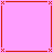 Pixelated text on a pink background with red borders arranged in four quadrants.