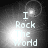 Black-and-white pixelated image with four identical displaying "I Rock The World" text over a bright light burst background