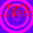 Four identical circular icons with pink concentric rings on a blue background, each displaying red text reading "Hey! Rockin" in pixelated font.