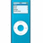Blue digital music player icon with circular control pad and screen, set against white background, with pixelated text "Look You Can't But TOUCH" on bright pink background.