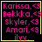 Four identical display pink text listing names against a black background with yellow borders; the bottom-right includes a small yellow star symbol