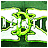 Green and yellow pixelated icon with abstract shapes resembling a stylized plant or tree, set against white background with green border.