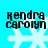 Four identical pixelated icons with cyan background, black text 'kendra carolyn', and white snowflake symbols showing subtle animation changes.