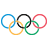 Animated sequence of Olympic rings cycling through various states with partial overlaps and color shifts.