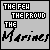 Pixelated black-and-white icon with text "THE FEH THE PROUD THE Marines" on gray background, featuring blocky lettering and partial word fragments.