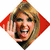 A diamond-shaped icon shows a smiling woman with light brown hair waving, then transitioning to her hand raised in stop gesture against red background.